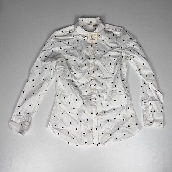 A. Moon Polka Dot Button Down Shirt White Size Small NWT - Picture 2 of 8